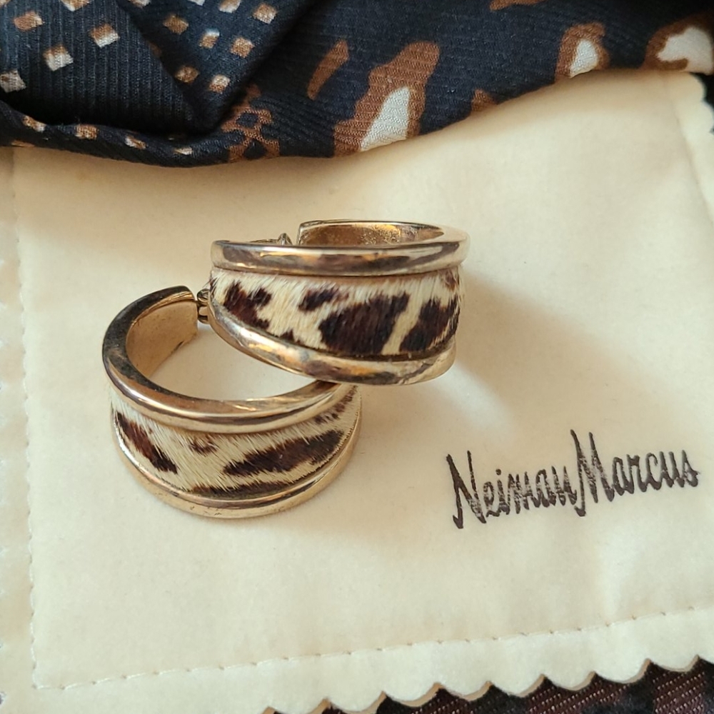 Vintage Bergere Leopard Clip Hoops
